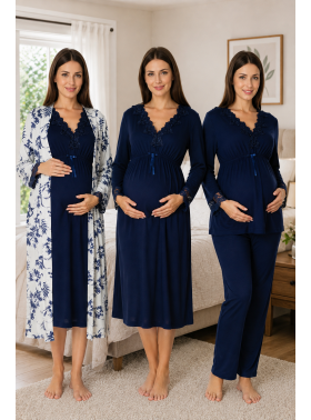 Effortt 8096 Lacivert Lohusa Hamile 4'lü Set